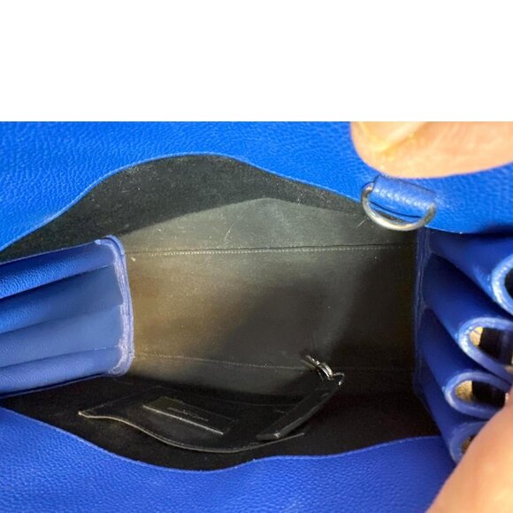 Yves Saint Laurent Sac De Jour Leather Shoulder Bag Blue - Picture 11 of 12